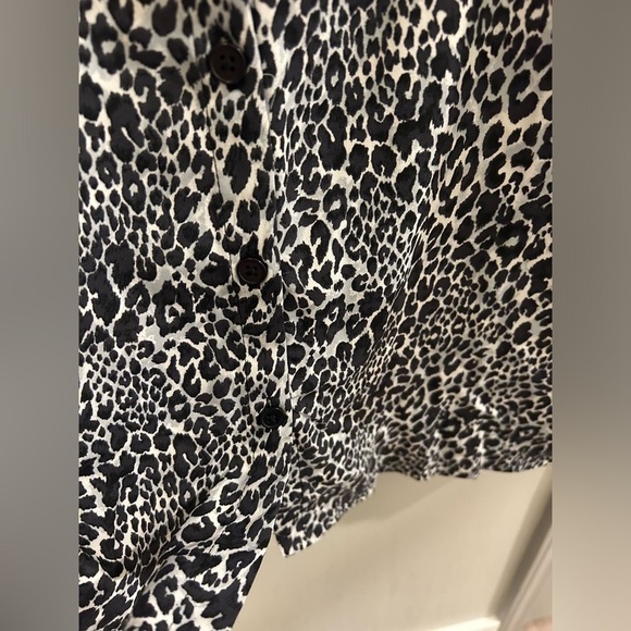 Catherine’s Button Down Top Women’s 3X Cheetah Print Black White 3/4 Sleeve - Picture 9 of 13